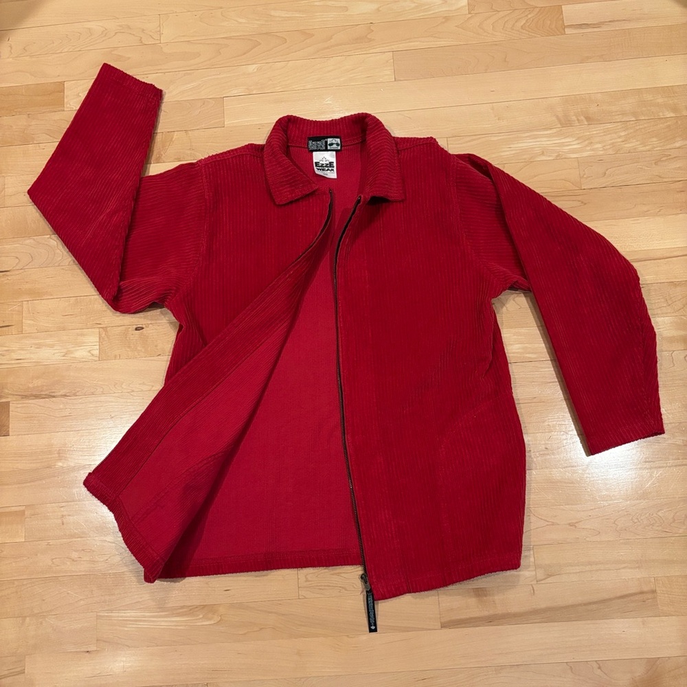Ezze Wear Wide Wale Red Corduroy Full Zip Front Jacket - M
